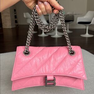Balenciaga Hourglass Crush Chain Crossbody Bag Sweet Pink | Iconic | Authentic